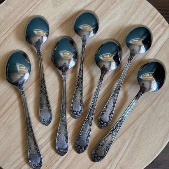 7 Vintage Amefa Holland AFS1 Stainless Flatware Serving Spoon 8 in Satin - Picture 5 of 11